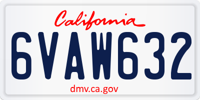 CA license plate 6VAW632