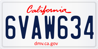 CA license plate 6VAW634
