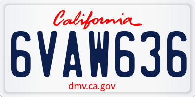 CA license plate 6VAW636