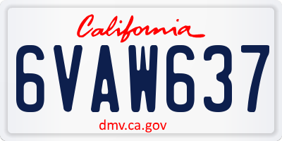 CA license plate 6VAW637