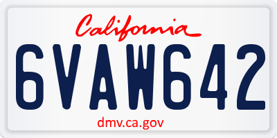 CA license plate 6VAW642