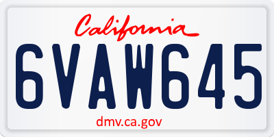 CA license plate 6VAW645
