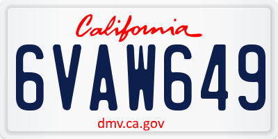 CA license plate 6VAW649