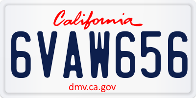 CA license plate 6VAW656