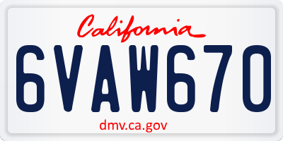 CA license plate 6VAW670