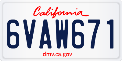 CA license plate 6VAW671