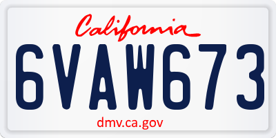 CA license plate 6VAW673