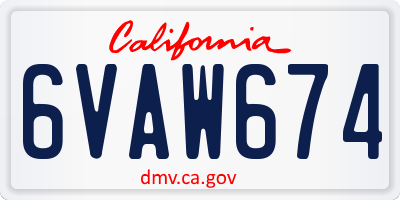 CA license plate 6VAW674