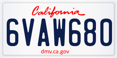 CA license plate 6VAW680
