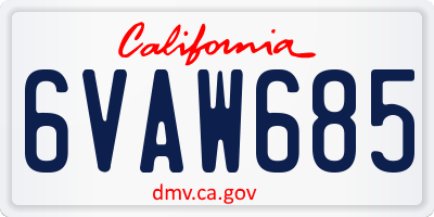 CA license plate 6VAW685