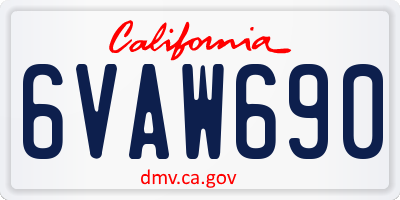 CA license plate 6VAW690