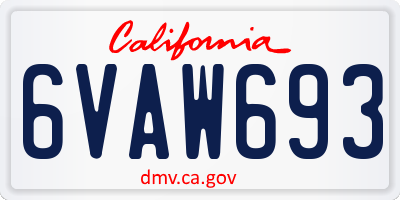 CA license plate 6VAW693