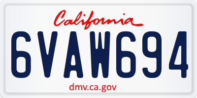 CA license plate 6VAW694