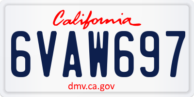 CA license plate 6VAW697