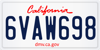 CA license plate 6VAW698