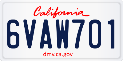 CA license plate 6VAW701