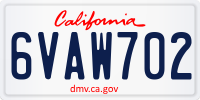 CA license plate 6VAW702