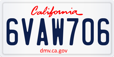 CA license plate 6VAW706