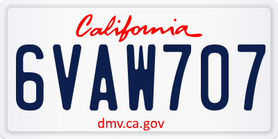 CA license plate 6VAW707