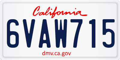 CA license plate 6VAW715