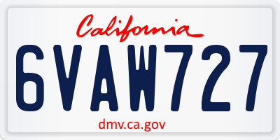 CA license plate 6VAW727