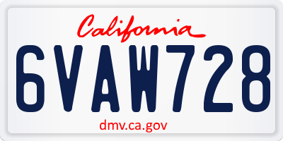 CA license plate 6VAW728