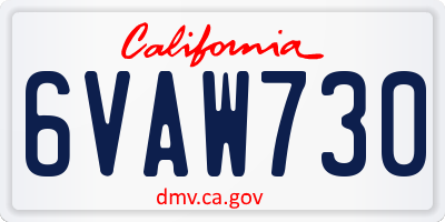 CA license plate 6VAW730