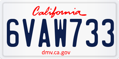 CA license plate 6VAW733