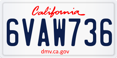 CA license plate 6VAW736