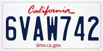 CA license plate 6VAW742
