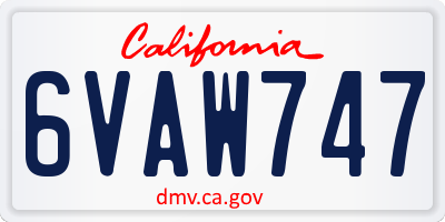 CA license plate 6VAW747
