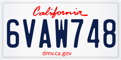 CA license plate 6VAW748
