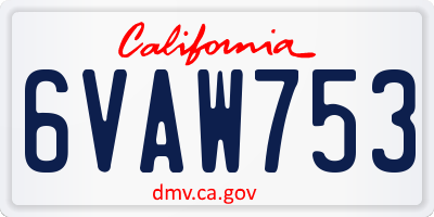 CA license plate 6VAW753