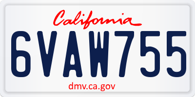 CA license plate 6VAW755