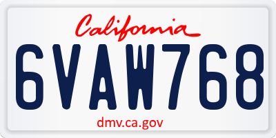 CA license plate 6VAW768
