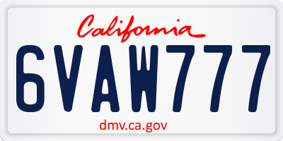 CA license plate 6VAW777