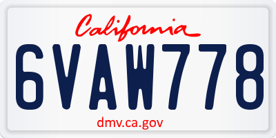 CA license plate 6VAW778