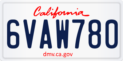 CA license plate 6VAW780