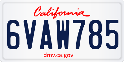 CA license plate 6VAW785