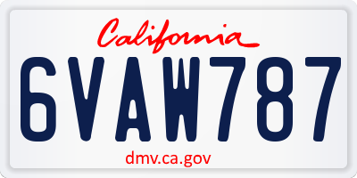 CA license plate 6VAW787