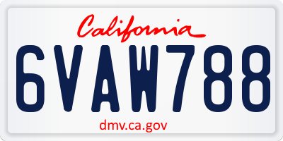 CA license plate 6VAW788
