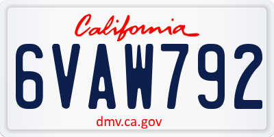 CA license plate 6VAW792