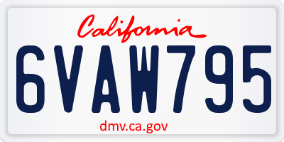 CA license plate 6VAW795
