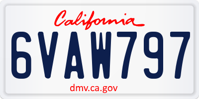 CA license plate 6VAW797