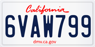 CA license plate 6VAW799