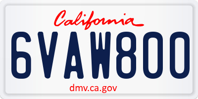 CA license plate 6VAW800