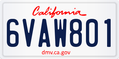 CA license plate 6VAW801