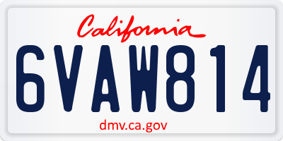 CA license plate 6VAW814