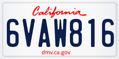 CA license plate 6VAW816
