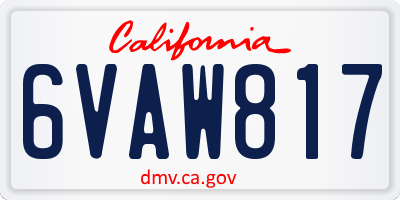 CA license plate 6VAW817